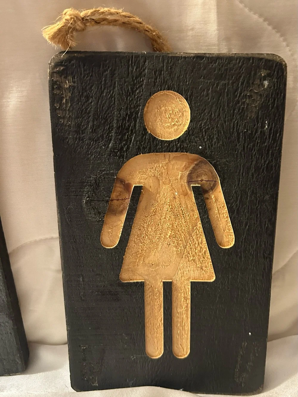 Unbranded Black and Natural Wood Bathroom Silhouette Wall Plaques